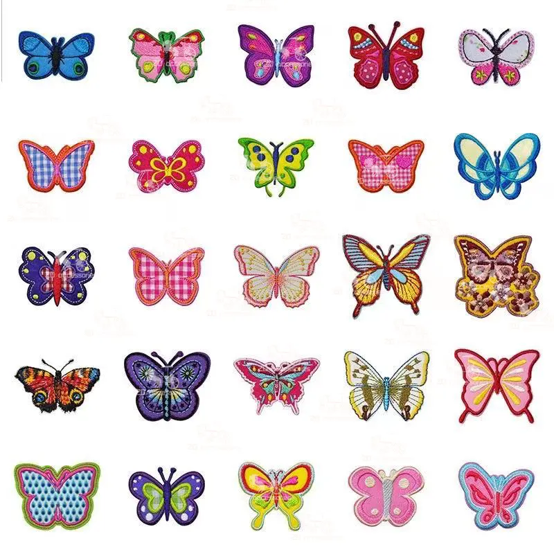 ZD Hot sell colorful butterfly embroidery patches iron on patches for kid's clothing and garment