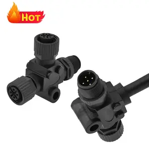 M12 T Type 3 Way A Code 5 Pin 1 Male To 2 Female Connectors Waterproof Plastic Plug Socket Industrial Marine Connector