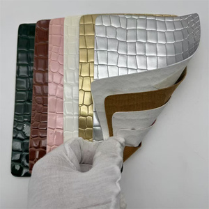 Metallic Crocodile Embossed <strong>PU</strong> <strong>Leather</strong> with High Gloss and Consistent Reflection for Footwear and Handbags Bulk Production - Product Image 3