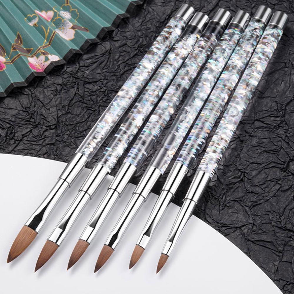 Набор кистей для ногтей Quicksand Bar, ручка для резьбы, прозрачная ручка с жидкими блестками и кристаллами, 6 упаковок