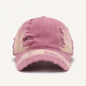 Gorra de Béisbol Desgastada con Borde Crudo y Logotipo Personalizado al por Mayor, Gorras Ecológicas Transpirables de Goma para Mujer - Product Image 1