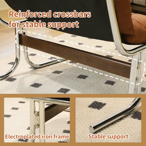 Leather Armchair Modern Accent <b>Chair</b> High Back Living Room <b>Chairs</b> Metal Legs Soft <b>Padded</b> Tufted Design for Home Office Bedroom - Product Image 5