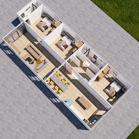 Maison préfabriquée en conteneur d'acier à trois pièces à plancher plat mobile sur mesure en gros Maison préfabriquée isolée en kit Design moderne