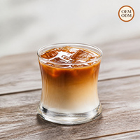 Gobelet à café en verre résistant à la chaleur sans poignée pour latte glacé 260ml 350ml, tasse en verre avec logo personnalisé