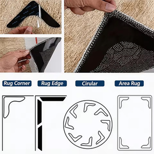 4 pegatinas antideslizantes reutilizables para alfombras, a prueba de agua, antirrugas, parches fijadores para alfombras, cinta adhesiva para suelos, almohadillas de esquina para tapetes. - Product Image 4