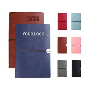 Carnet de notes/agenda A5 en cuir à couverture rigide avec reliure cousue et impression personnalisée, idéal pour un cadeau - Product Image 1