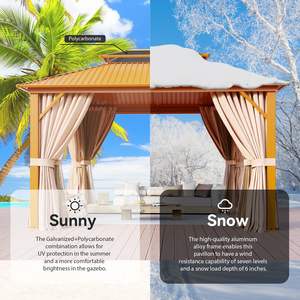 הגעה חדשה קלאסי עמיד למים גג כפול חופה אלומיניום פרגולה קבוע ביתן מתכת גזיבו - Product Image 5