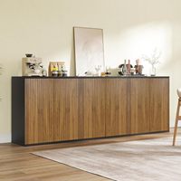 Buffet robuste avec étagères réglables et portes cannelées, meuble TV moderne en bois pour bar à café, idéal pour la salle à manger à domicile