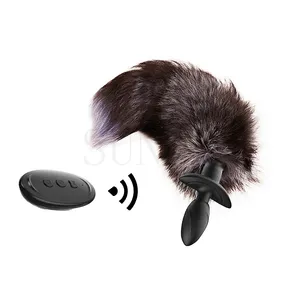Wireless Remote Control Fox Tail Anal Vibrator Women Massager Adult Game BDSM Erotic Toys