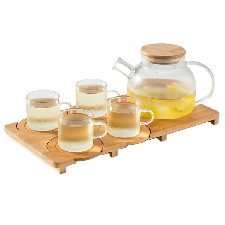 Lanfengye مجموعة أكواب الشاي الزجاجية مع علبة خشبية تخصيص شعار مقبول فنجان شاي مجموعة طقم أكواب زجاجية