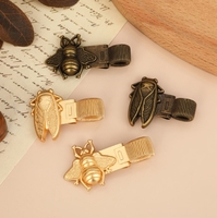 Porte-stylo créatif en métal antique motif insecte, en alliage de zinc, avec clip à ressort rétro, pour sac à dos, cahier d'étudiant et journal
