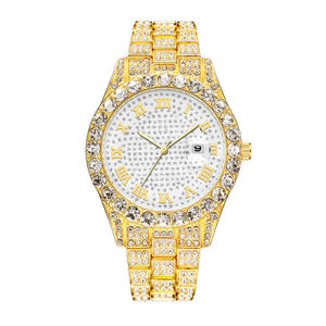 Montre-bracelet pour femme en acier inoxydable, édition coréenne, tendance, entièrement sertie de diamants, chiffres romains, rétro, résistante à l'eau, modèle complet, vente chaude - Product Image 1