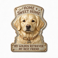 Plaque en aluminium personnalisée pour chien de race Golden Retriever, en relief 3D, décoration murale vintage pour la maison, vente en gros, OEM