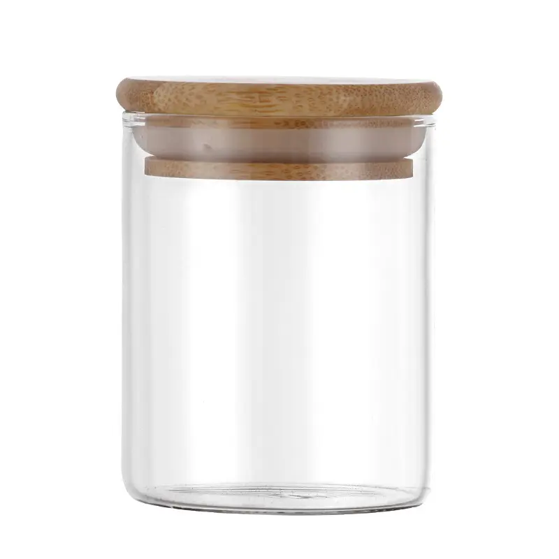 Hermético Cozinha Comida Armazenamento Recipiente Vidro Spice Jar com Tampas De Bambu