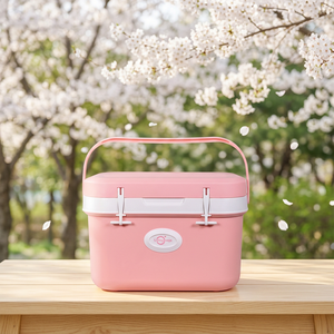 กล่องเก็บความเย็นสีชมพู Blossom สำหรับปิกนิกในเมือง กล่องน้ำแข็งสำหรับกิจกรรมกลางแจ้ง แคมป์ปิ้ง กล่องเก็บความเย็นอเนกประสงค์ ถังน้ำแข็งแบบพกพา ทนทาน - Product Image 3