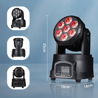 Mini projecteur de scène à tête mobile 7 yeux RGBW DMX512, inclinaison et rotation réglables, gradation linéaire 0-100%, effet stroboscopique 20Hz, lumière wash pour DJ
