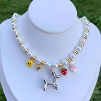 Collier de chien ballon en argent FFBNK-82 mode v perles émail ours coeur étoile colliers