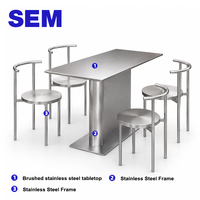 SEM Modernes Design Edelstahl Tisch und Stuhl Set Großhandel Kaffeehaus Food Court Kommerzielle Restaurant-Möbel Tischgarnitur