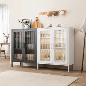 Salon moderne résistance au feu et à la rouille vaisselle en acier réglable rangement vaisselle pieds hauts armoires de cuisine buffet - Product Image 6