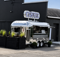 Carrito de Café Móvil Vintage Premium con Sistema de Agua Integrado, Refrigerador Bajo Mostrador para Vendedores de Comida y Snacks al Aire Libre