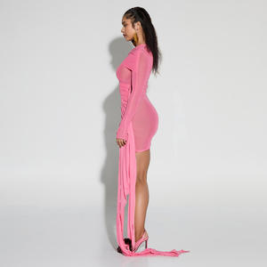 Mini <span class=keywords><strong>abito</strong></span> Casual a maniche lunghe con collo a spalla di qualità migliore per le donne - Product Image 5