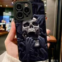 Coque de téléphone portable antichoc en TPU avec impression de crâne d'Halloween pour iPhone XR XS 11 12 13 14 15 16 Pro Max