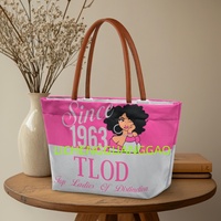 Sac fourre-tout réutilisable de créateur pour sororité TLOD, personnalisé TOP LADIES OF DISTINCTION, idéal pour le shopping et les week-ends, vente en gros