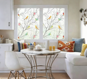 Autocollant mural dépoli motif oiseaux et fleurs pour la vente en gros, décalcomanies décoratives pour verre, papier peint décoratif, films amovibles pour portes et fenêtres de maison - Product Image 4