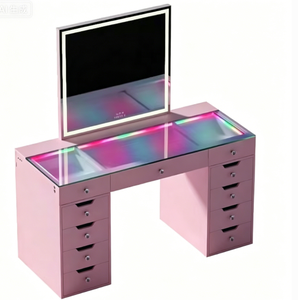 Table de toilette de <span class=keywords><strong>style</strong></span> américain moderne avec plateau en verre et éclairage RGB arc-en-ciel pour la vente en gros de meubles de maison - Product Image 5