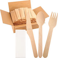 Cuillères et fourchettes jetables écologiques sans BPA, personnalisées pour les fêtes, en bois de bouleau naturel, biodégradables, emballées individuellement
