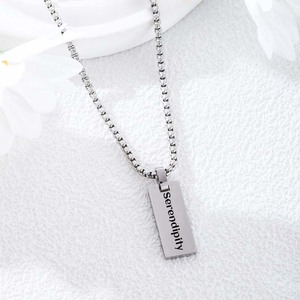Acero inoxidable en blanco joyería personalizada grabado láser rectángulo etiquetas colgante collar para Diy grabado letra nombre