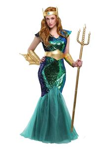 Disfraces de Halloween de la Diosa del Mar Griega Antigua, Trajes de Organza de la Reina Mera para Actuaciones Escénicas Femeninas - Product Image 6