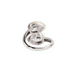 DEF Color VS VVS Clarity 10K 14K 18K Solid Gold Pear Cut Lab Grown Diamond Toi Et Moi Double Pear Diamond Ring Wrap Style Ring - Product Image 4