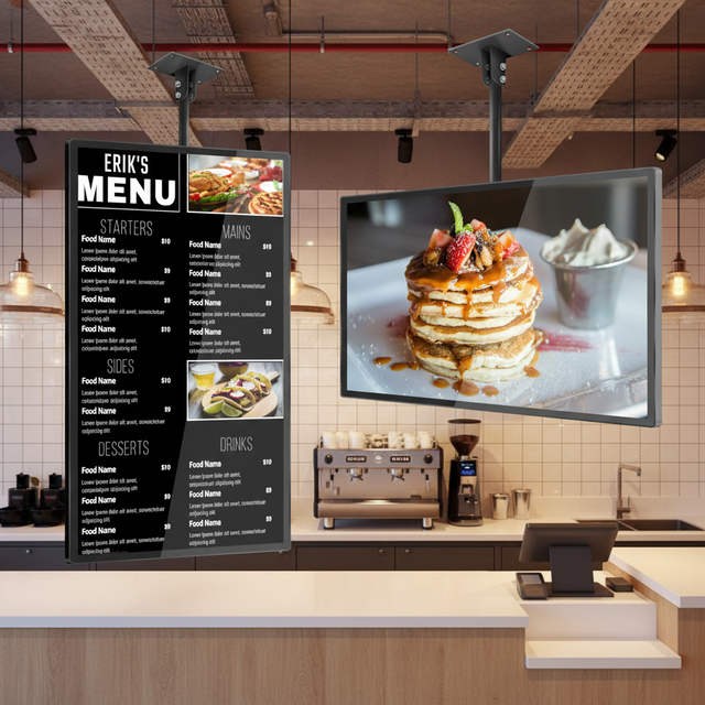 32 43 49 44 65 75 Inch Smart Hanging Display LCD Menu Board Screen Remote Control Android System Advertising Screen
