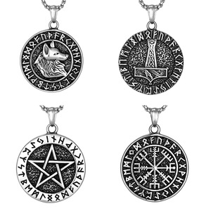 Collar con colgante de árbol de la vida y runa de cabeza de lobo vikingo, plata tibetana, joyería de moda unisex, regalo para hombres y mujeres - Product Image 2