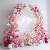 Arrangements floraux de scène de mariage en gypsophile, accessoires de fête, fleurs artificielles de haute qualité, arches de fleurs roses, décoration pour anniversaire