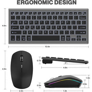 Multi-Device 2.4G USB Rechargeable Ergonomic Ultra Thin RGB Backlit Wireless Keyboard and Mouse <b>Set</b> with 1600 DPI for <b>PC</b> Laptop - Product Image 5
