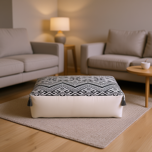 Puf Rectangular Kiki, Taburete de Tela, Muebles para el Hogar, Diseño Contemporáneo, Estilo Moderno - Product Image 2