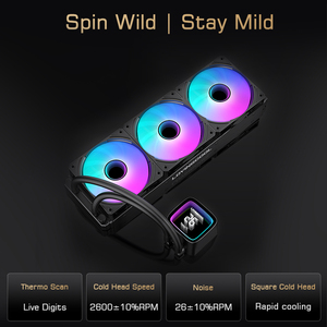 Lovinglcool hiệu suất cao CPU chất lỏng mát kỹ thuật số hiển thị chơi game Máy tính bộ vi xử lý argb CPU nước làm mát quạt tản nhiệt PC - Product Image 2