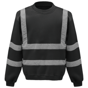 Felpa <span class=keywords><strong>di</strong></span> <span class=keywords><strong>Sicurezza</strong></span> con Cappuccio ANSI Classe 2, Manica Lunga in Pile, Colletto e Polsini a Costine Neri, Alta Qualità con Nastro Riflettente - Product Image 2