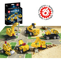 Kit de construction de véhicules de chantier 229 pièces, construisez 6 modèles : excavatrice, grue, rouleau compresseur, voitures, en plastique ABS, jouet éducatif pour enfants
