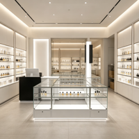 Solution Complète pour Boutique de Parfums : Comptoir d'Exposition Minimaliste en Verre avec Éclairage LED et Vitrine Personnalisée Écologique