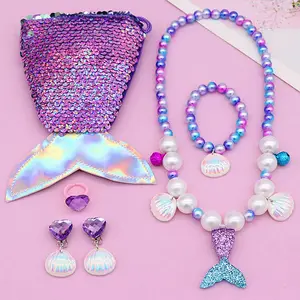 New Trendy Kid Purses With Bead Jewelry Cute Small Handbags For Kids 2024 Purses From China