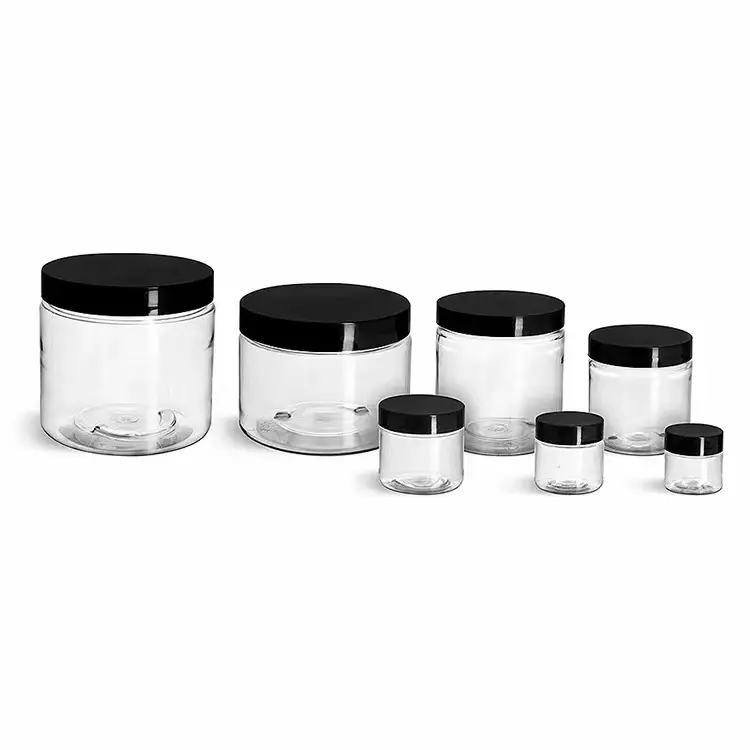 Wide mouth transparent plastic jars PET Round Jar container for food and personal care products packaging