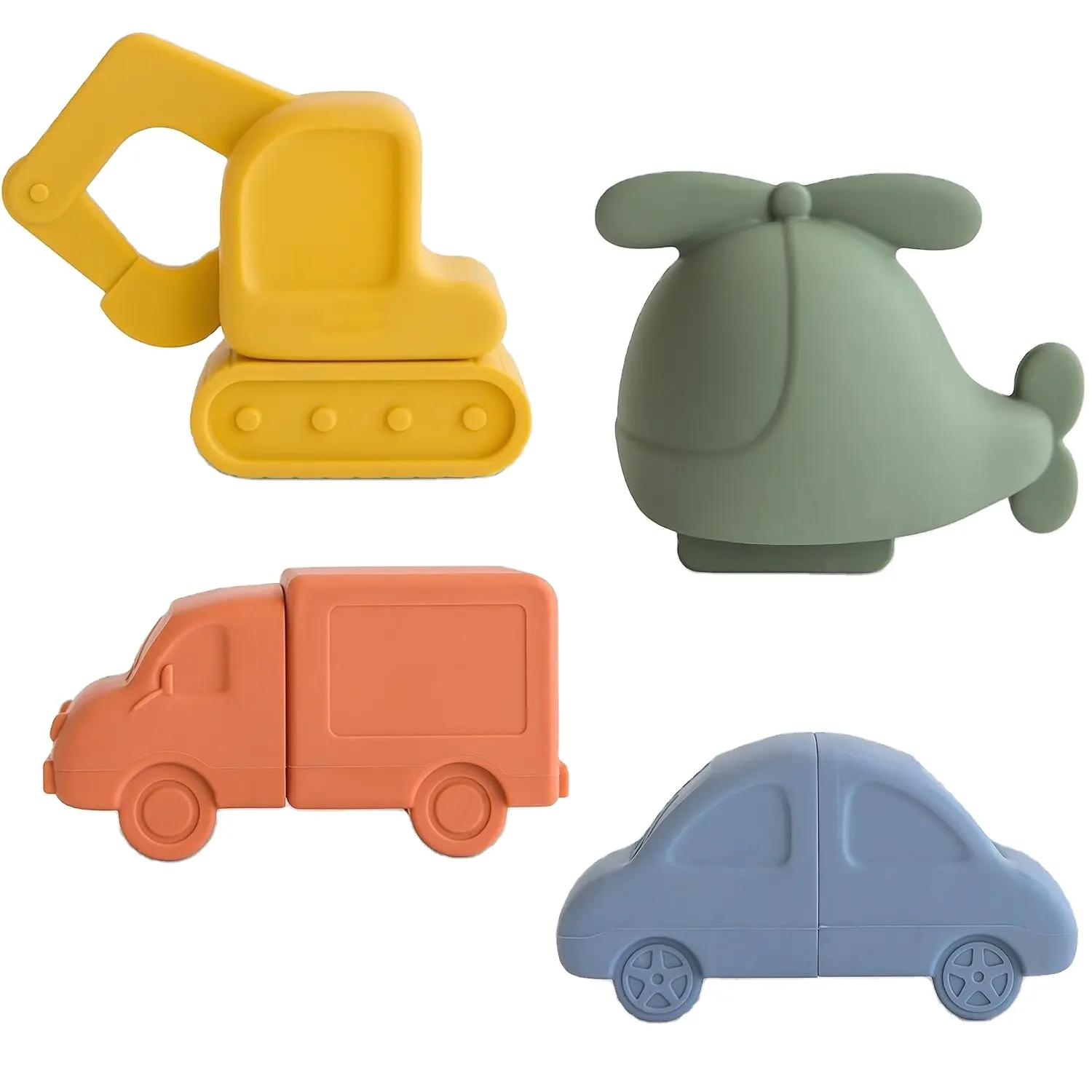 목욕 장난감 4 유아용 부동 차량 욕조 목욕 재미 헬리콥터, 자동차, 트럭 및 파는 사람을위한 실리콘