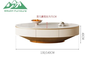 Meuble TV moderne de luxe en bois avec plateau en marbre et ensemble table basse assortie, doté d'une <span class=keywords><strong>console</strong></span> beige et d'un design d'armoire flottante - Product Image 6
