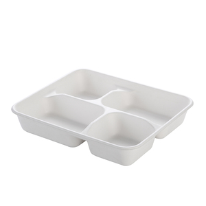 Vente en gros d'emballage de vaisselle alimentaire biodégradable compostable jetable <span class=keywords><strong>plateau</strong></span> à viande <span class=keywords><strong>plateau</strong></span> à légumes canne à sucre blanche - Product Image 4