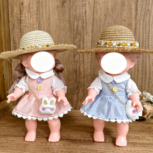 [<b>Cloth</b> Only] Attractive Spring and Autumn Princess Dress for 26cm <b>Doll</b>, Checkered Rabbit Head Bag Set - Product Image 1
