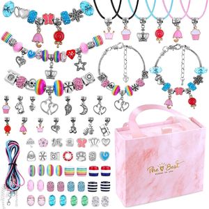 Sıcak satış takı yapımı kiti ile boncuk Charms bilezik kolye DIY el sanatları hediyeler kızlar çocuklar için Set