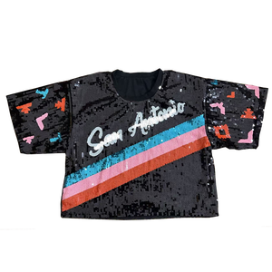 Livraison rapide Nouveauté Populaire Basketball Vente chaude San Antonio <span class=keywords><strong>Spurs</strong></span> <span class=keywords><strong>Maillot</strong></span> à paillettes Chapeaux Veste Chemise Gilet Vente en gros - Product Image 2
